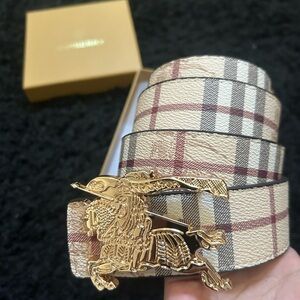 Burberry Reversible Monogram Motif Vintage Check Belt
Gold Buckle, Archive Beige